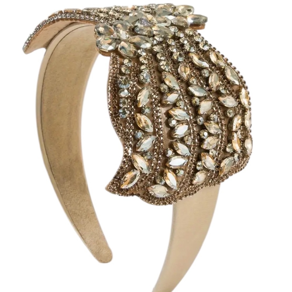 Champagne Vintage Inspired Rhinestone Bow Headband